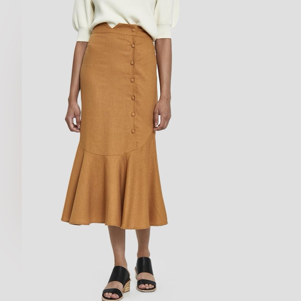 Modern Citizen Camel Button Midi Skirt